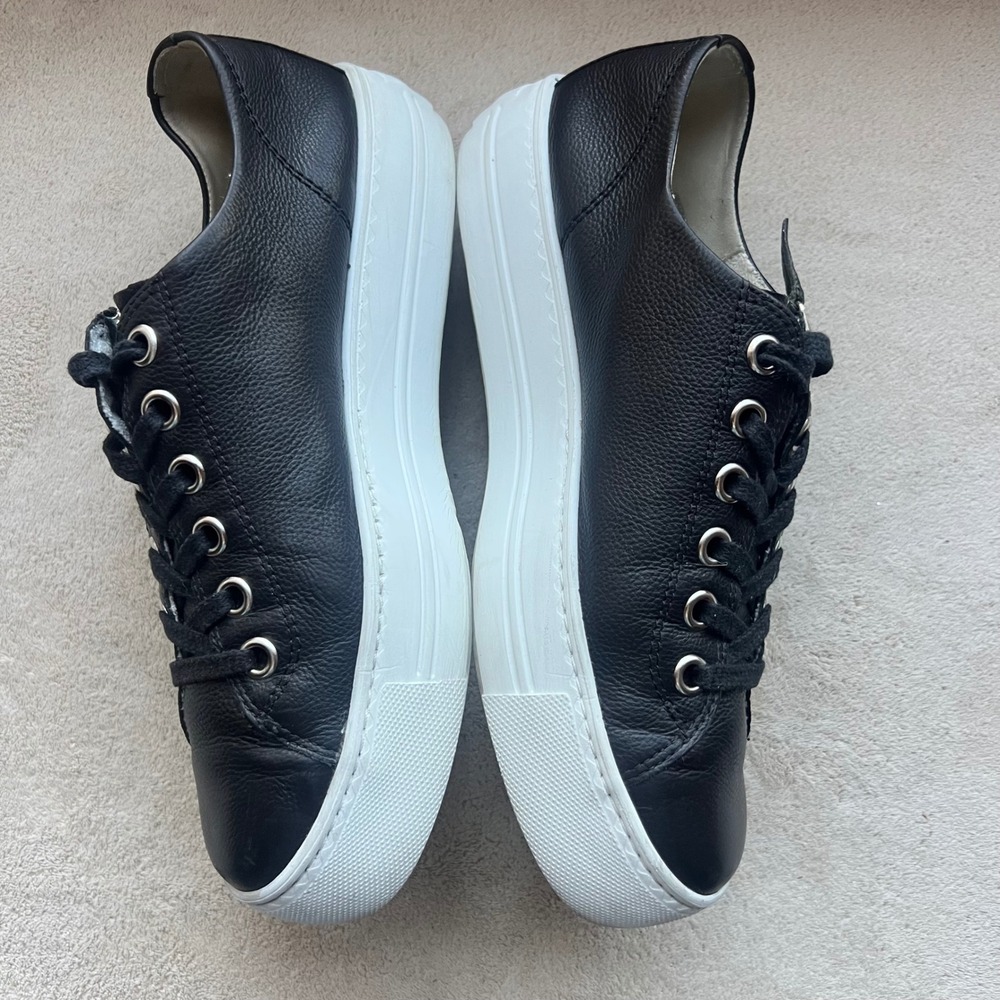Paul Green Super Soft Women 8.5 UK 6Black Leather Side Zip Platform Sneakers - Picture 5 of 15